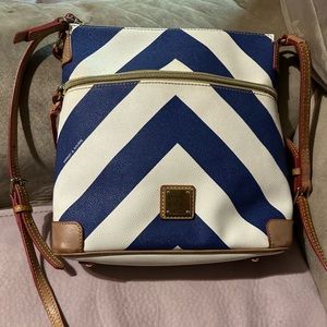 Dooney & Bourke Blue and White Chevron Crossbody Purse